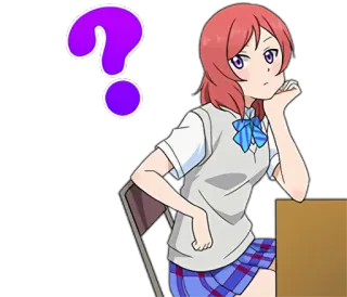 ❓ 애니메이션, 물음표, 소녀, 생각, 만화 telegram sticker
