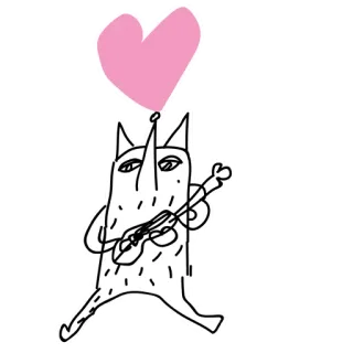 ❤️ monster, gitar, cinta, hati, gambar, imut telegram sticker