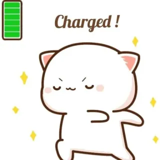 🐱 Charged ! chat, chargé, batterie, mignon, animal telegram sticker