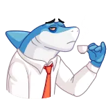☕️ ฉลาม, สำนักงาน, เนคไท, ถ้วย, มานุษยรูปนิยม telegram sticker