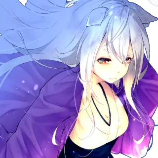 😊 anime, cô gái, tóc dài, màu tím, dễ thương telegram sticker