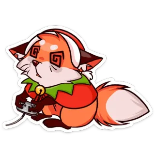 😵 renard, gamer, jeu vidéo, animal, dessin animé, mignon, personnage telegram sticker