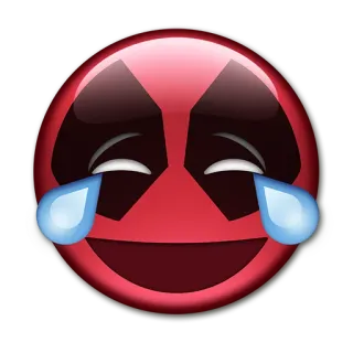 😂 Deadpool emoji, marvel, comic, superhero, red, face, crying telegram sticker