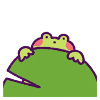 😮 rã, fofo, animal, anfíbio, desenho animado, vitória-régia telegram sticker