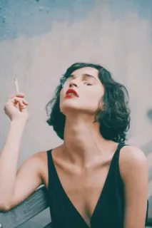 🕷 fumar, mujer, cigarrillo, retrato, moda, vintage telegram sticker