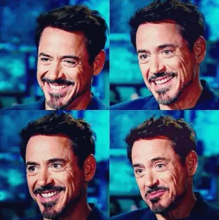 😂 Tony Stark 로버트 다우니 주니어, 아이언맨, 배우, 인물 사진, 남자, 미소 telegram sticker