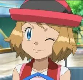 😉 Serena Pokemon покемон, серена, аниме, мультфильм, персонаж, подмигивание whatsapp sticker