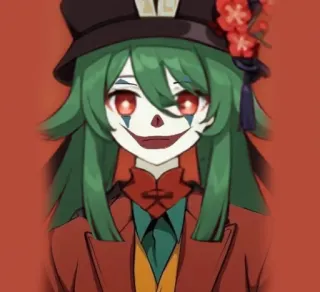 🙁 Anime, Palhaço, Personagem, Fantasia, Vermelho, Verde, Ilustração telegram sticker