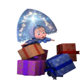 🎁 Masha Masha and the Bear Kartun, Masha dan Beruang, Hadiah, Kado, Animasi telegram sticker