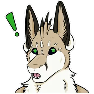 😕 Furry, Signo de exclamación, Impactado, Sorpresa, Dibujo animado, Animal, Expresión whatsapp sticker