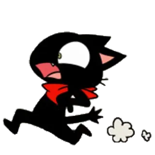 😳 gato, animal, preto, desenho animado, correndo telegram sticker