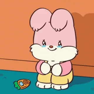 🖤 토끼, 만화, 귀여운, 슬픈, 동물, 장난감 telegram sticker