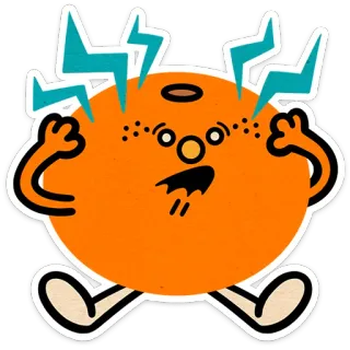 😱 oranye, kartun, terkejut, listrik, lucu, buah, stiker telegram sticker