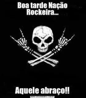 🌤 Boa tarde Nação Rockeira... Aquele abraço!! กะโหลก, ร็อก, มือ, โครงกระดูก telegram sticker