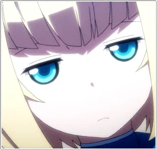 😶 Anime, Dessin animé, En colère, Fille, Blonde, Yeux bleus whatsapp sticker