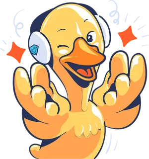 🎧 duck, cartoon, headphones, animal, cute, bird whatsapp sticker