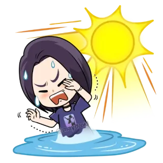 🥵 @maydropl sweating, hot weather, sun, cartoon, sticker telegram sticker