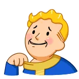 😅 Vault Boy Fallout videojuego, fallout, vault boy, pulgar arriba, dibujos animados, personaje telegram sticker