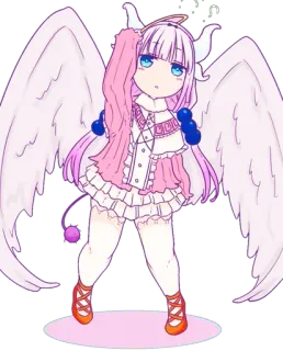 ☺️ Kanna Kamui Miss Kobayashi's Dragon Maid Anime, Dragão, Asas, Chibi, Fofo, Kawaii whatsapp sticker