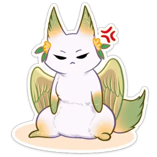 😡 stiker, imut, binatang, marah, sayap, bunga, kartun telegram sticker