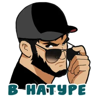 🤨 В НАТУРЕ uomo, occhiali da sole, cappello, serio, cartone animato whatsapp sticker