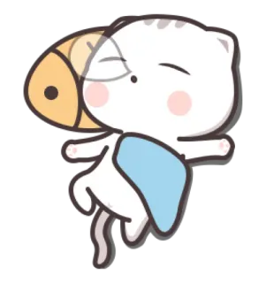😪 cat, fish, cartoon, sleepy, cute, animal, sticker whatsapp sticker