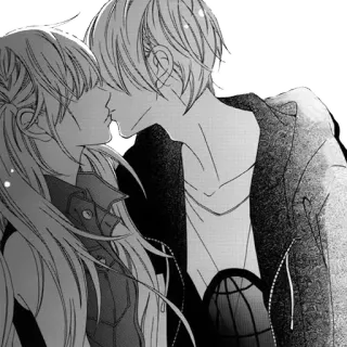 ❤ baiser, anime, manga, romance, couple, amour, ado, dessin animé telegram sticker