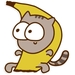 🍌 кот, банан, милый, животное, мультфильм, смешной telegram sticker