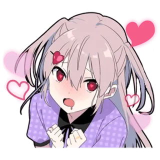 😍 Anime, Menina, Corações, Fofo, Rubor telegram sticker