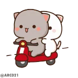 🛵 卡通, 可爱, 猫, 滑板车, 骑行, 友谊 telegram sticker