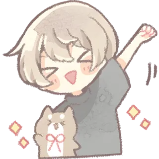 😂 バーリ อนิเมะ, การ์ตูน, น่ารัก, มีความสุข, สุนัข, ญี่ปุ่น telegram sticker