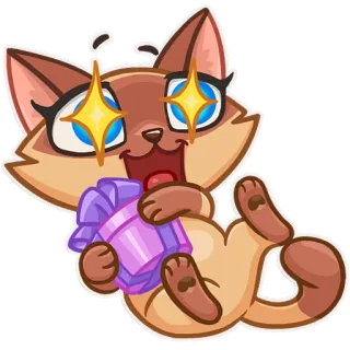🎁 cat, gift, sparkle, cute, cartoon, animal telegram sticker