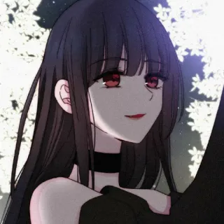 🙂 аниме девушка, темные волосы, готика, персонаж, женщина, иллюстрация telegram sticker