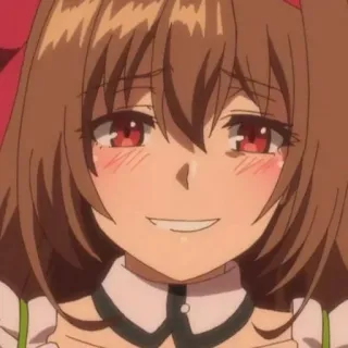 😈 Anime, Tersenyum, Mata merah, Blush, Gadis telegram sticker
