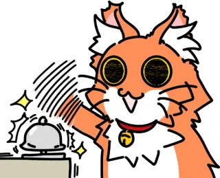 ✊ Katze, Glocke, Dienstleistung, Cartoon, Tier, Orange whatsapp sticker