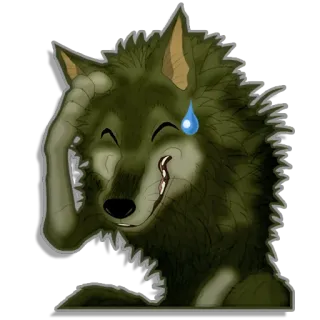 😅 волк, животное, мультфильм, капля пота, смех, смущенный, пушистый telegram sticker