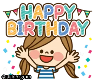 🥳 HAPPY BIRTHDAY @stickerzgram happy birthday, celebration, party, confetti, greeting, child, fun, festive telegram sticker