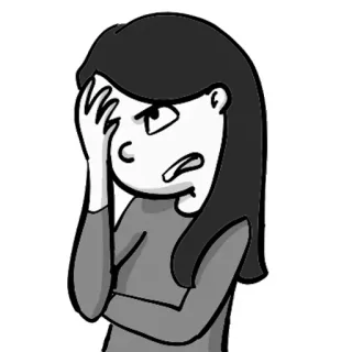 😣 Facepalm, Dessin animé, Frustration, Émotion, Fille telegram sticker