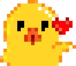😍 พิกเซลอาร์ต, ไก่, หัวใจ, น่ารัก, สัตว์ telegram sticker