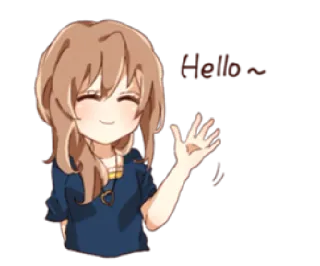 👋 Hello~ hello, greeting, anime style, cute, friendly, kawaii telegram sticker