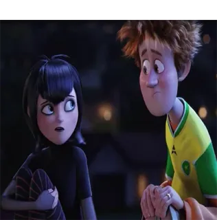 😕 Mavis Dracula, Jonathan Loughran Hotel Transylvania мультфильм, анимация, персонажи, монстры на каникулах, мэвис, джонатан, вампир telegram sticker