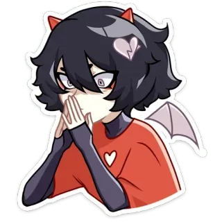 🤔 anime, cartoon, emo, demon, devil, heart, wings telegram sticker