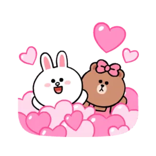 ❤ conejo, oso, amor, corazones, lindo, pareja, san valentín, amistad whatsapp sticker