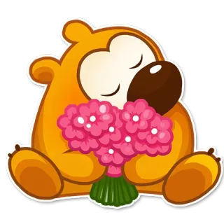 🌺 orso, cartone animato, fiori, carino, animale, adesivo, cuore telegram sticker