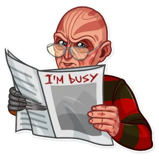 😒 Freddy Krueger A Nightmare on Elm Street I'M BUSY horror, movie, villain, claws, nightmare, freddy krueger telegram sticker