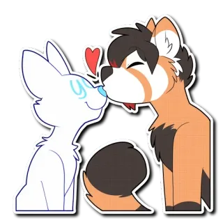 💋 furry, anthropomorphic, kissing, cute, animals, love, sticker telegram sticker