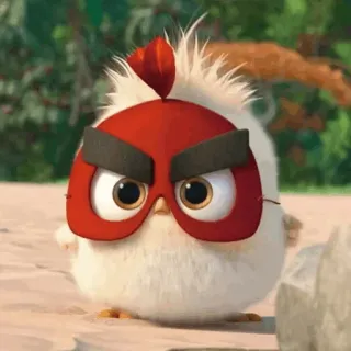 👺 angry birds, милый, мультфильм, птица, красная маска, птенец telegram sticker