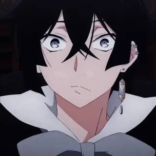 😕 anime, character, black hair, earrings, portrait telegram sticker