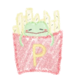 🍟 P rã, batata frita, fofo, kawaii, desenho animado, adesivo telegram sticker