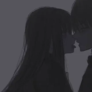 🖤 Anime, Coppia, Amore, Romance, Oscuro, Arte, Silhouette telegram sticker
